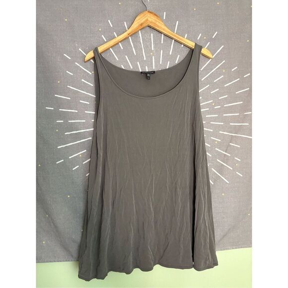 Eileen Fisher Gray Silk Tunic Tank - Picture 3 of 6